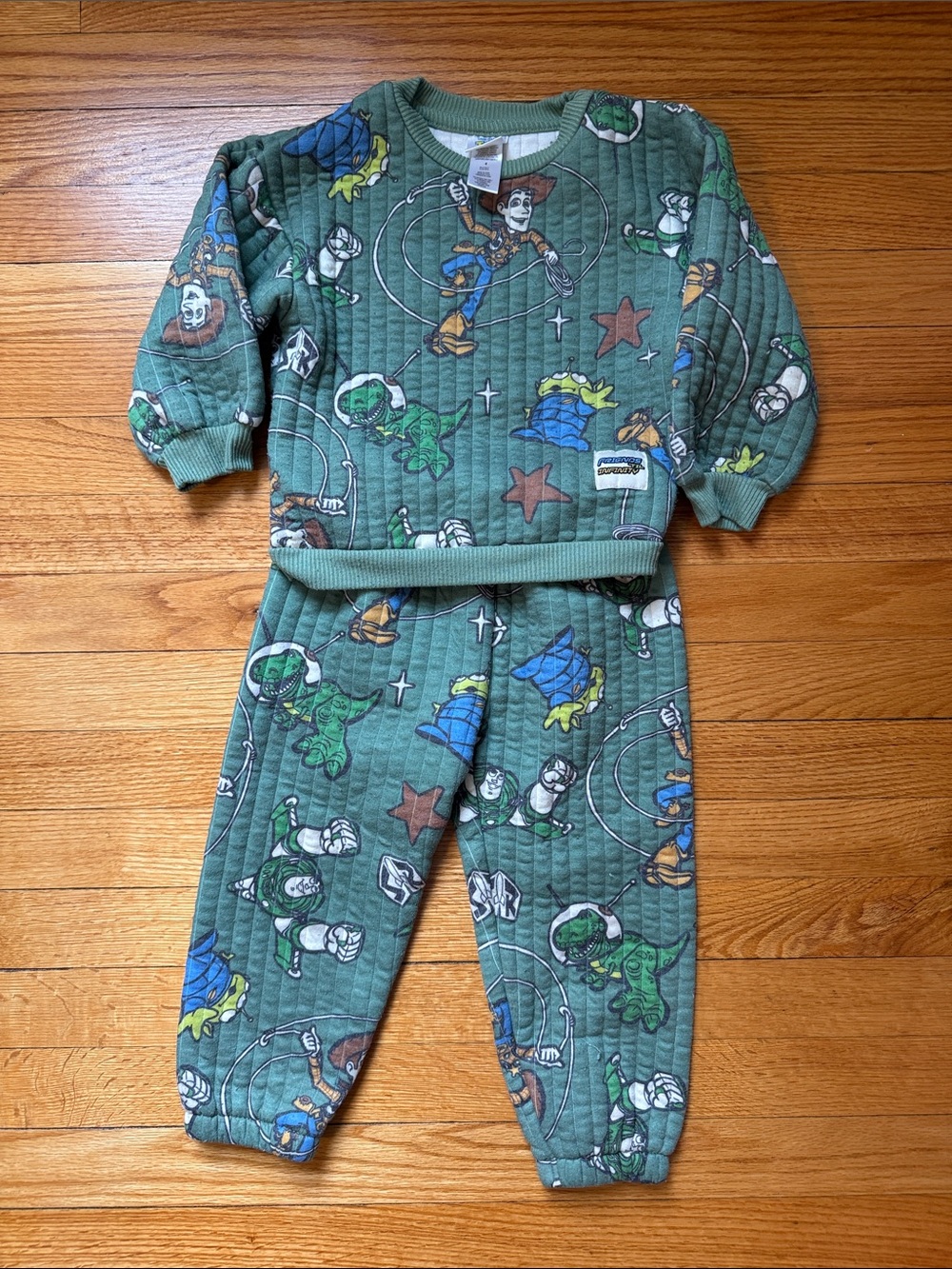 Disney Toy Story Green Quilted Woody Print Top and Pants